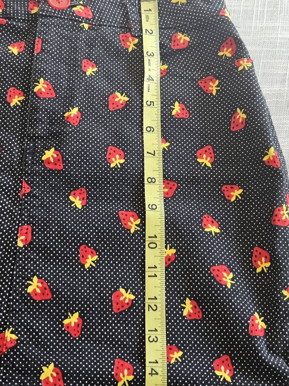 ​Motel Rocks Strawberry Polka Dot Denim Mini Skirt | Size XS Black Red Festival - Picture 7 of 11